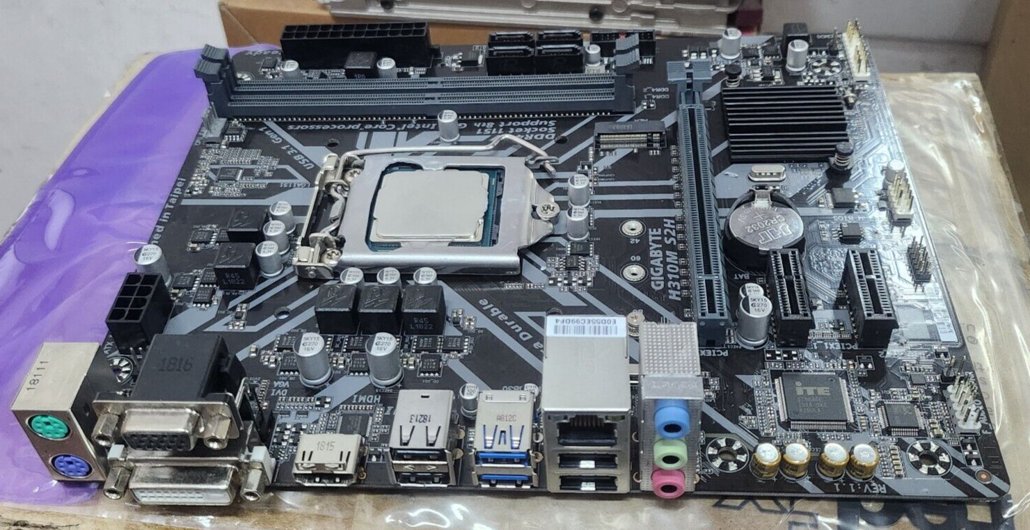 Gigabyte H310M S2H LAG1151 mATX Motherboard w/i3-8100 SR3N5 CPU NO Memory or I/O