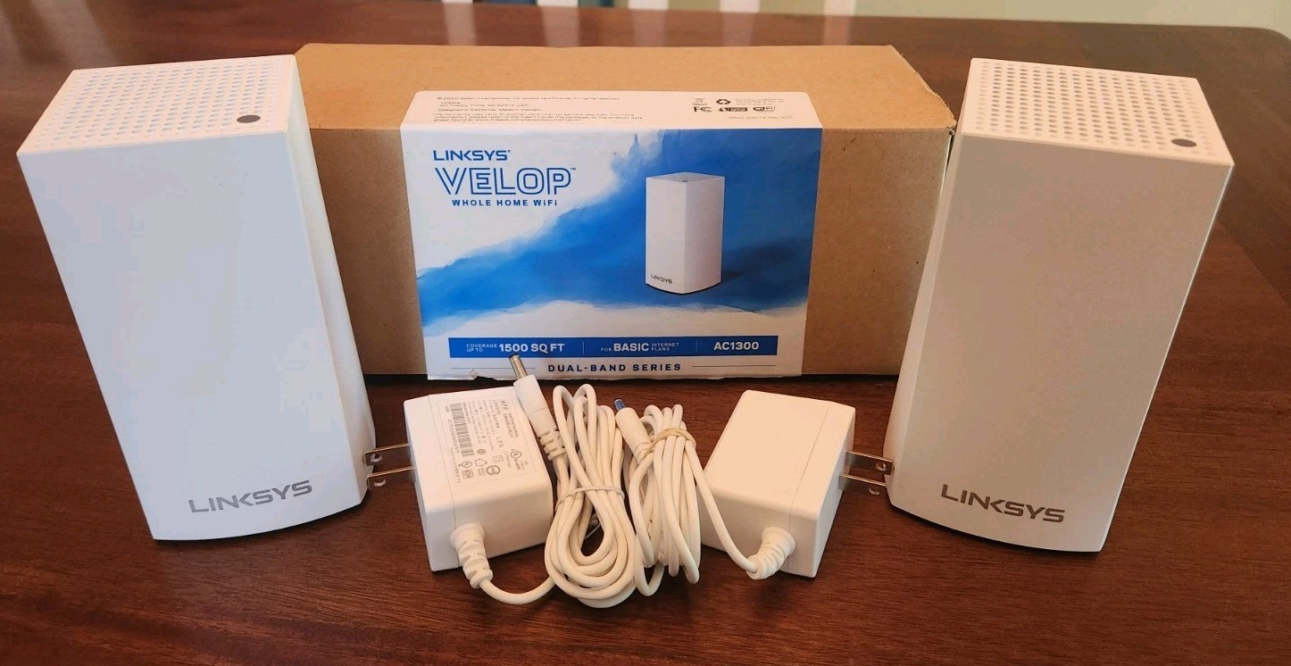Lot of 2 Linksys WHW01 Wireless Mesh WiFi Router Extenders AC1200 Works