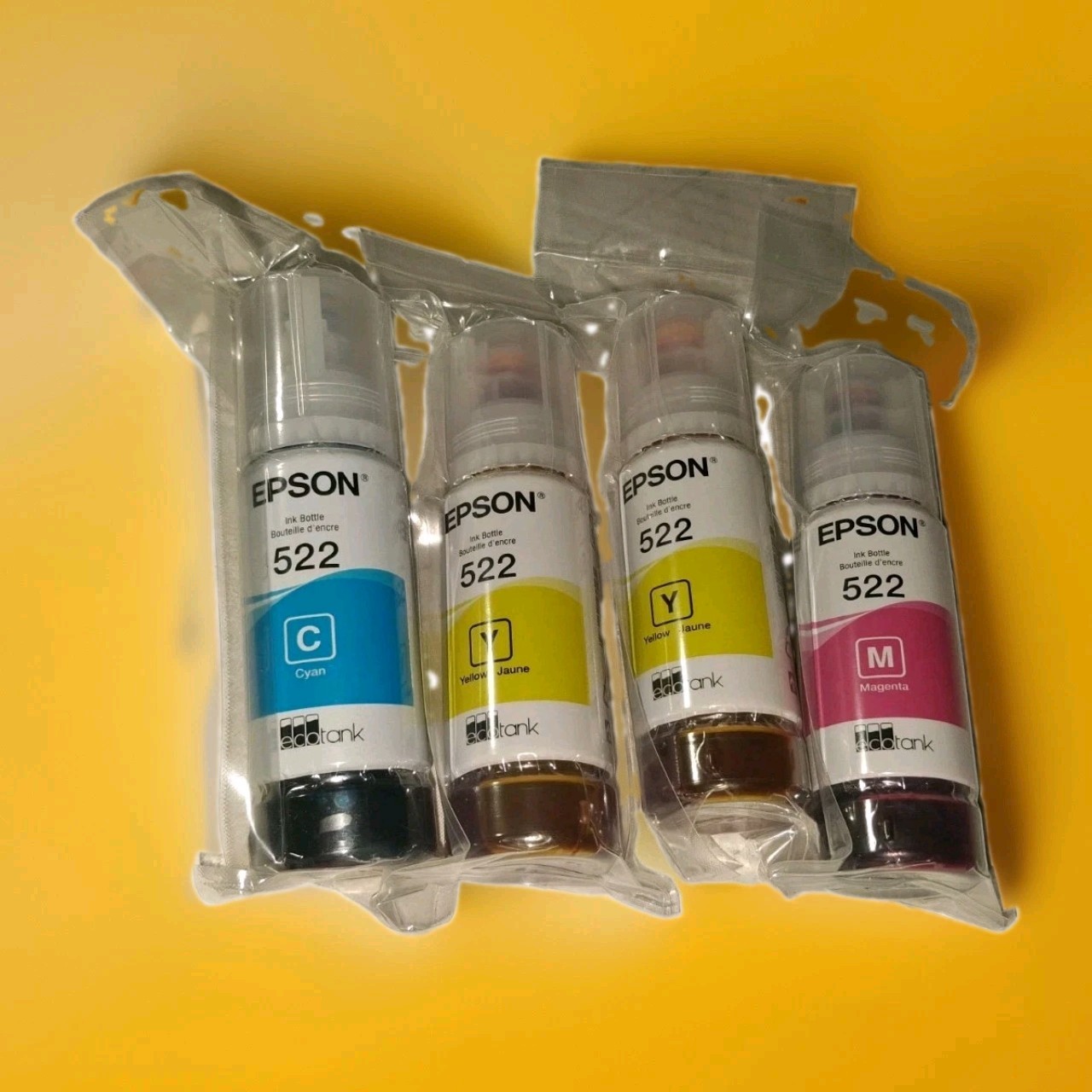 Genuine Epson 522 ~ 4 Pack Ink Combo, C, Y, M  Cyan Yellow & Magenta Sealed New 