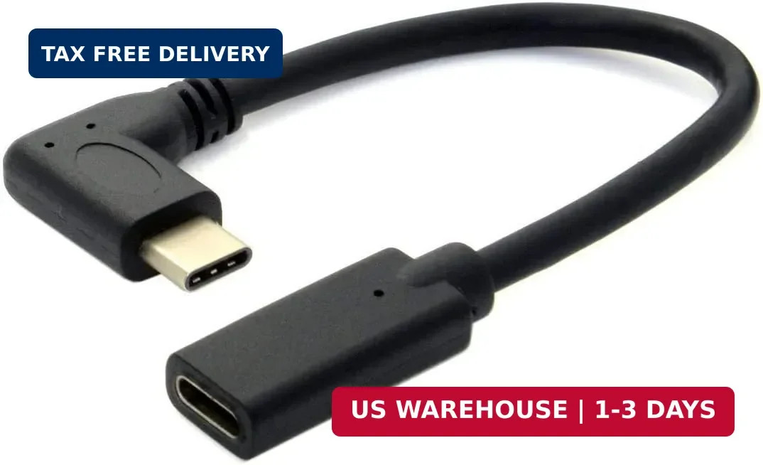 Right Angle USB C Extension Cable 0.6FT, 90 Degree Type-C 3.1 Gen2 Male to Femal