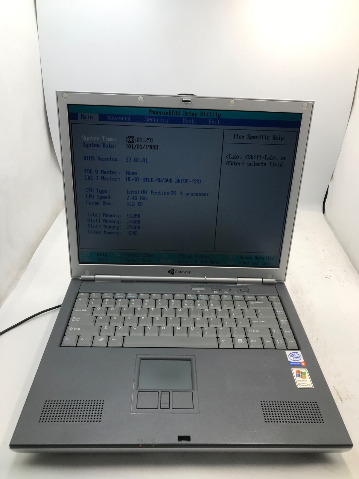 Gateway 400SD4 Intel Pentium 4 14" 1024x768 Laptop 512Mb RAM No HDD -MZ