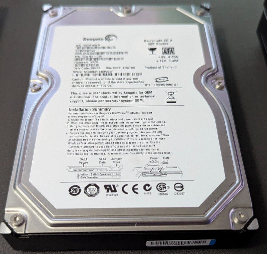 Seagate Barracuda ES.2 -ST3500320NS 500GB - PN 9CA154-080 FW XR36 - SATA HD