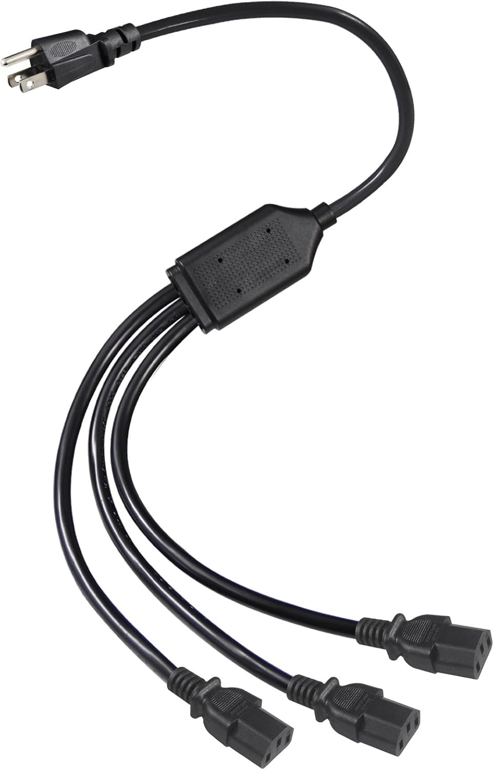 3FT Y Splitter Power Cord NEMA 5-15P to 3X IEC C13 AC Cable 16AWG SJT