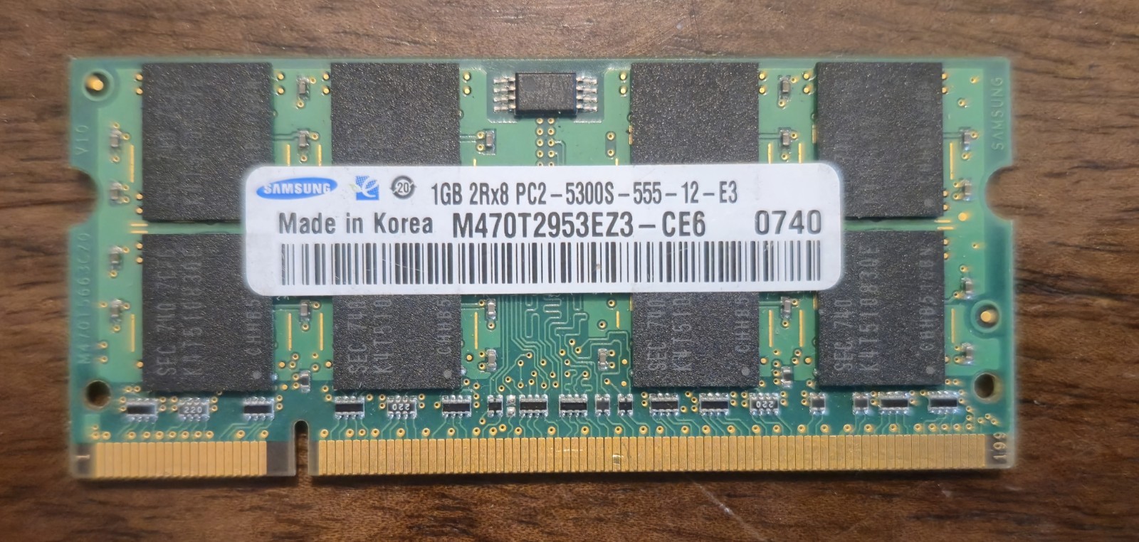 Samsung 1x1GB DDR2-667 (PC2-5300S) Laptop Memory