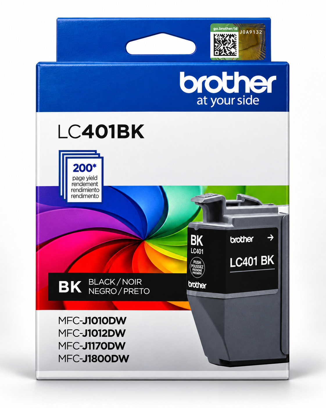 Brother LC401BK Genuine OEM Black Ink Cartridge New Sealed 200 Page Yield 2028