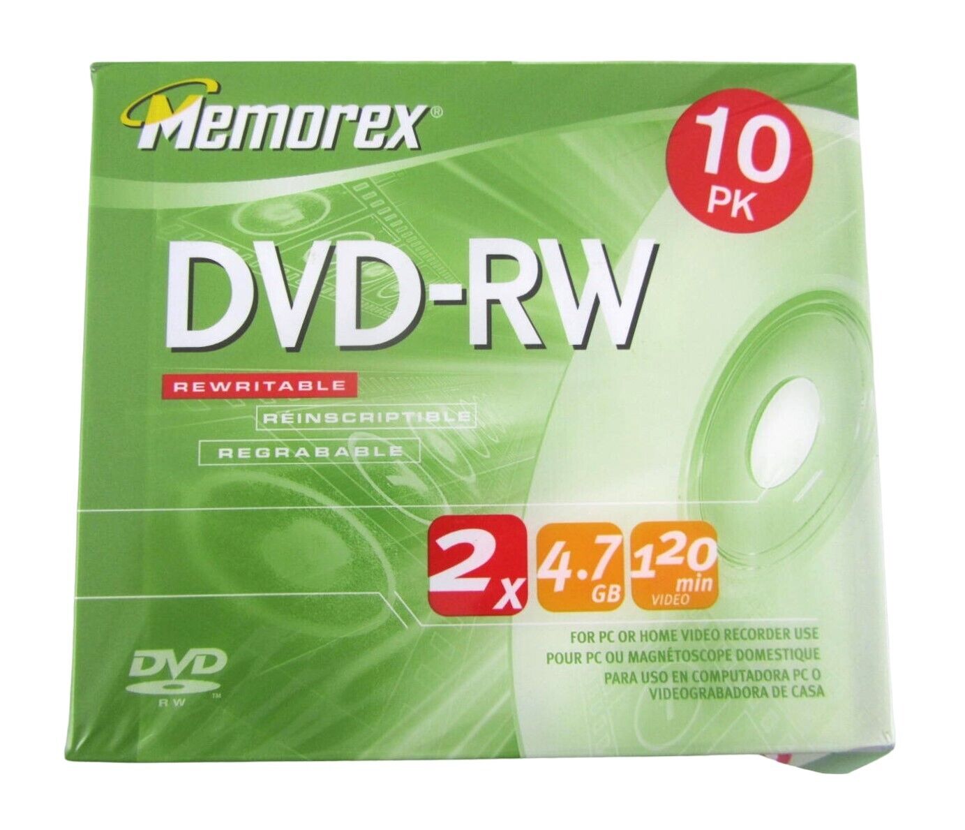 MEMOREX Pack OF 10 DVD-RW With Cases 2x 4.7GB 120 Min NEW SEALED with SEAL TEAR