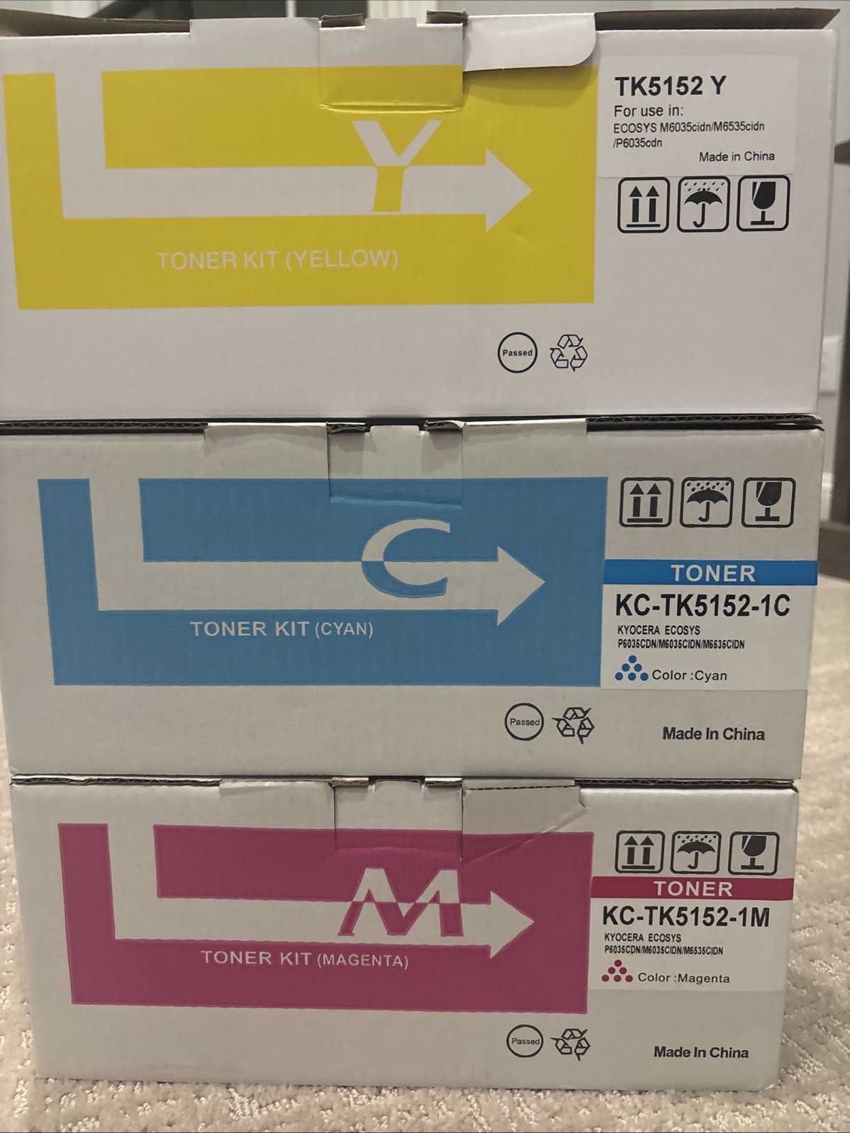 3 Compatible Kyocera Toner Cartridges Cyan Yellow Magenta