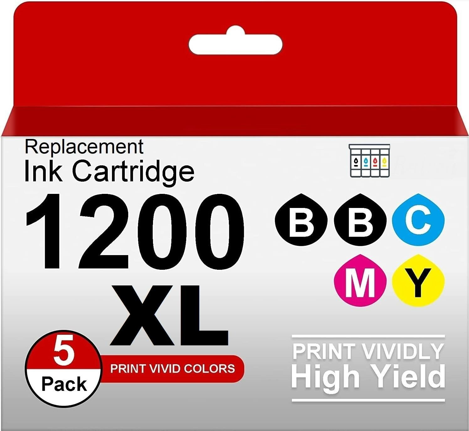 5 pack PGI-1200 XL Ink Cartridges For Canon MAXIFY MB2020 MB2320 MB2050 MB2350