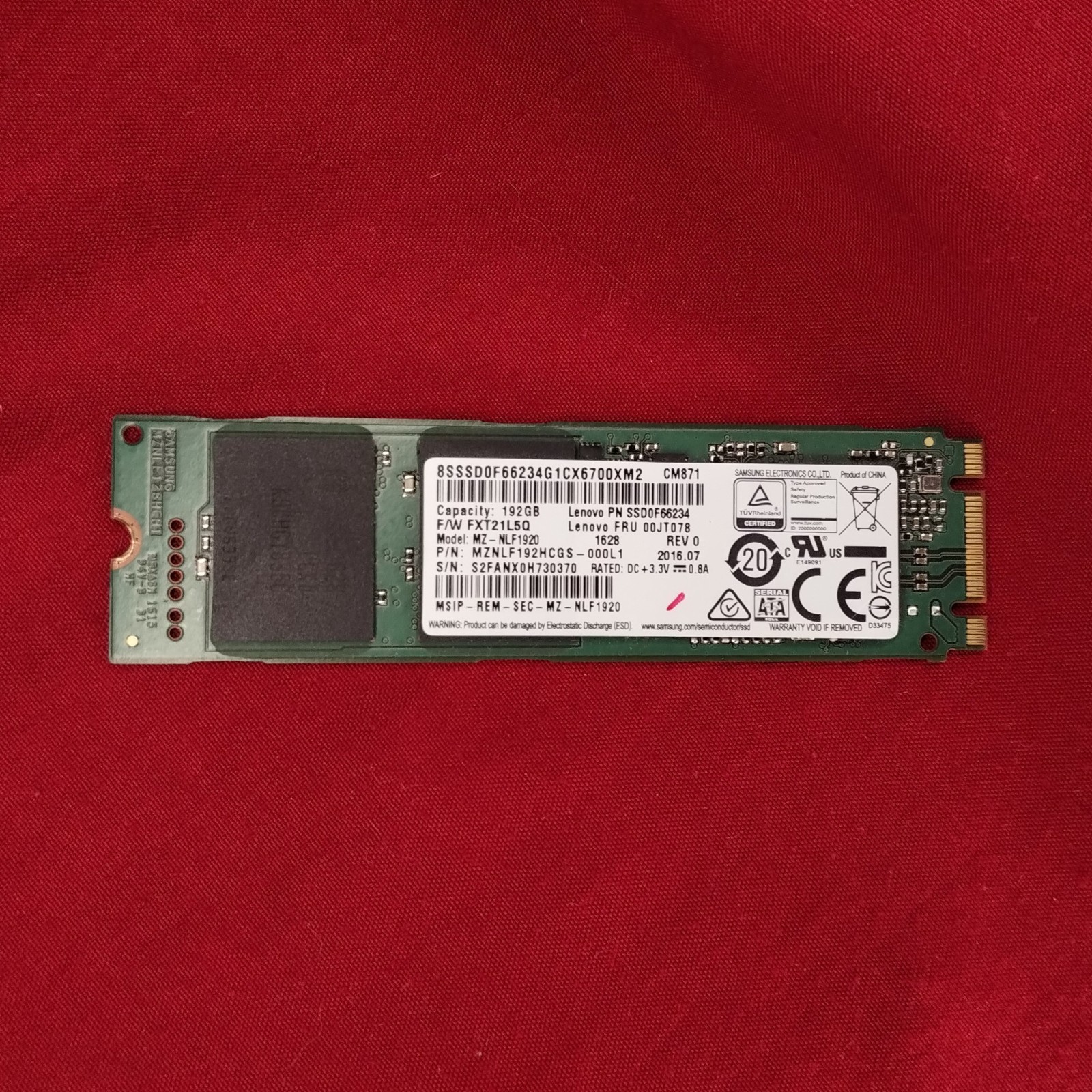 Samsung 192 GB M.2 Solid State Drive 80mm - MZ-NLF1920 CM871