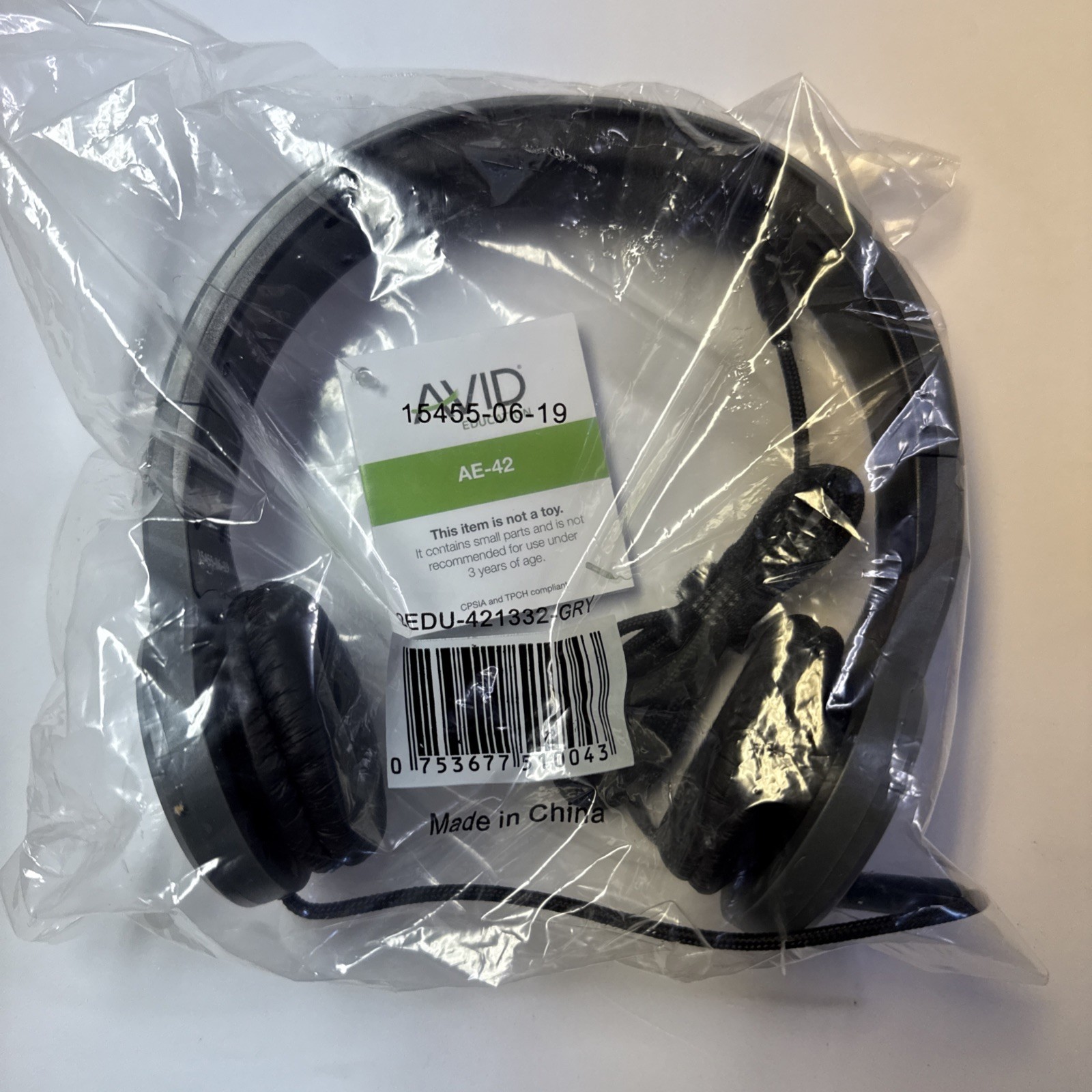 AVID Education AE-42 Stereo Headphones Inline Mic Gray Over The Ear Cushion New