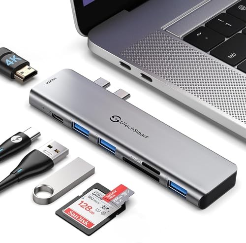 UtechSmart 7-in-2 USB C Hub Adapter, 4K HDMI Gray