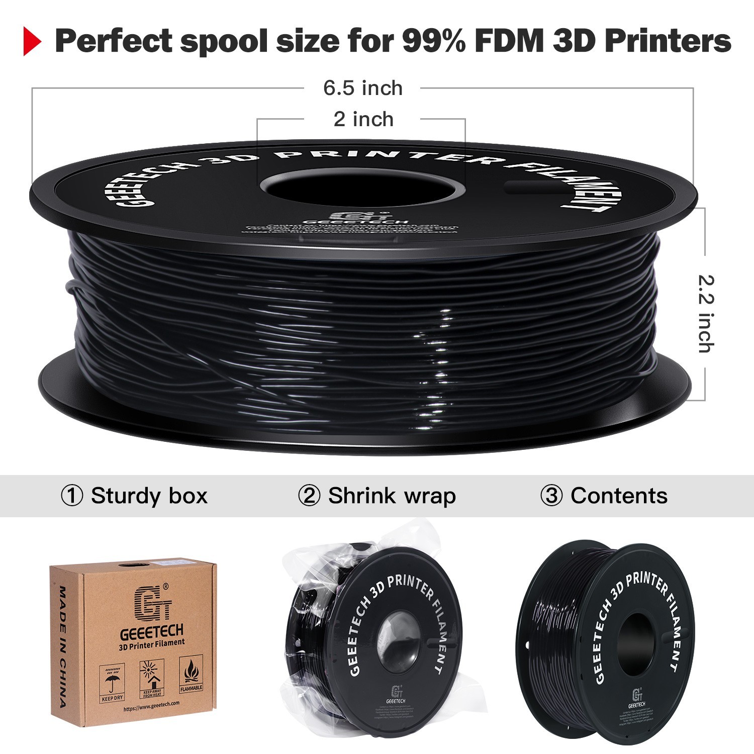 GEEETECH 1KG 1.75mm TPU Filament Flexible material for 3D Printers