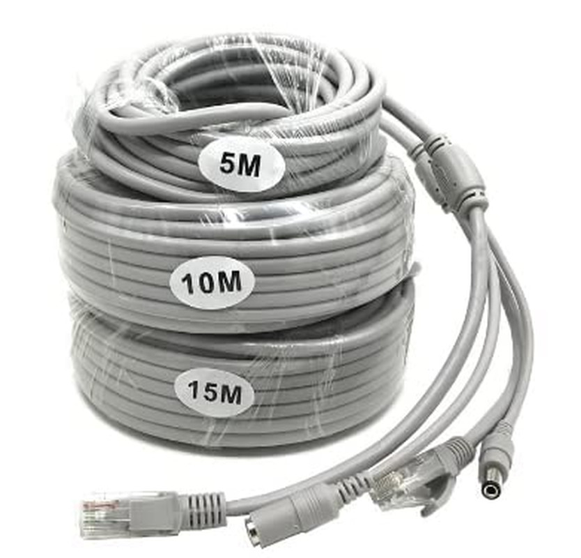 15M/50FT Ethernet CCTV Cable, Cat 5 RJ45 + 2.1X5.5Mm DC Power Cord, for CCTV