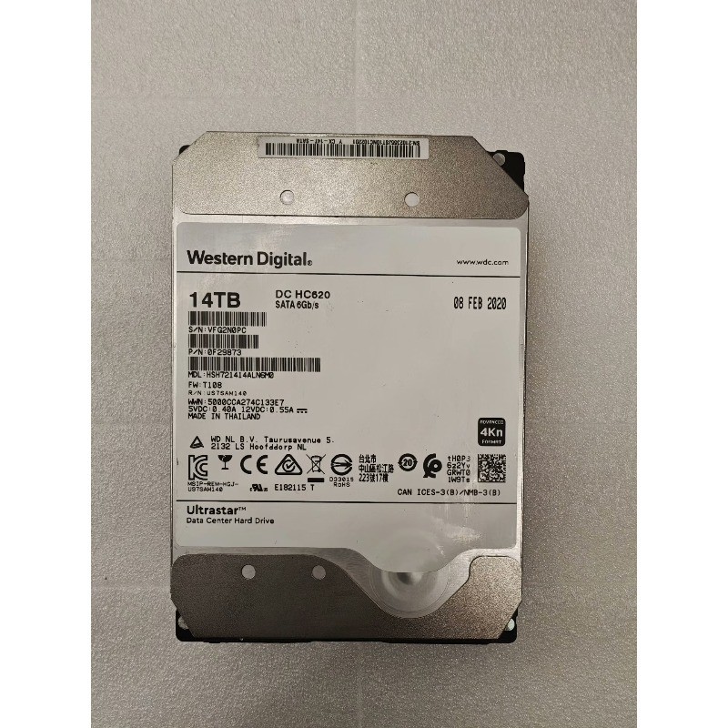 WD Ultrastar DC HC620 14TB 7.2K SATA 3.5" HDD HSH721414ALN6M0 02355JST 4KnTested