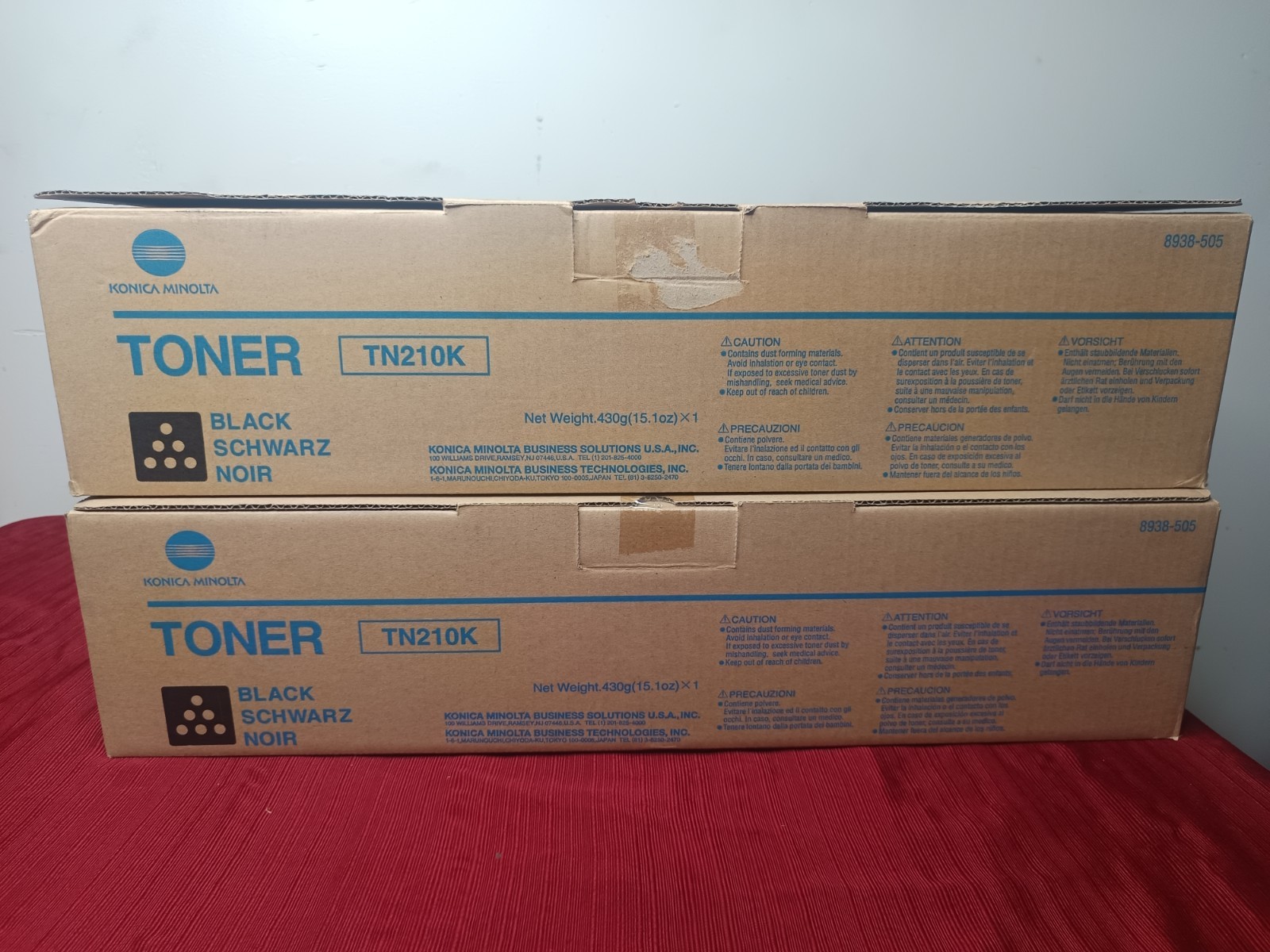 Set of 2 - New Genuine Konica Minolta TN210K Black Toner Cartridge 8938-505