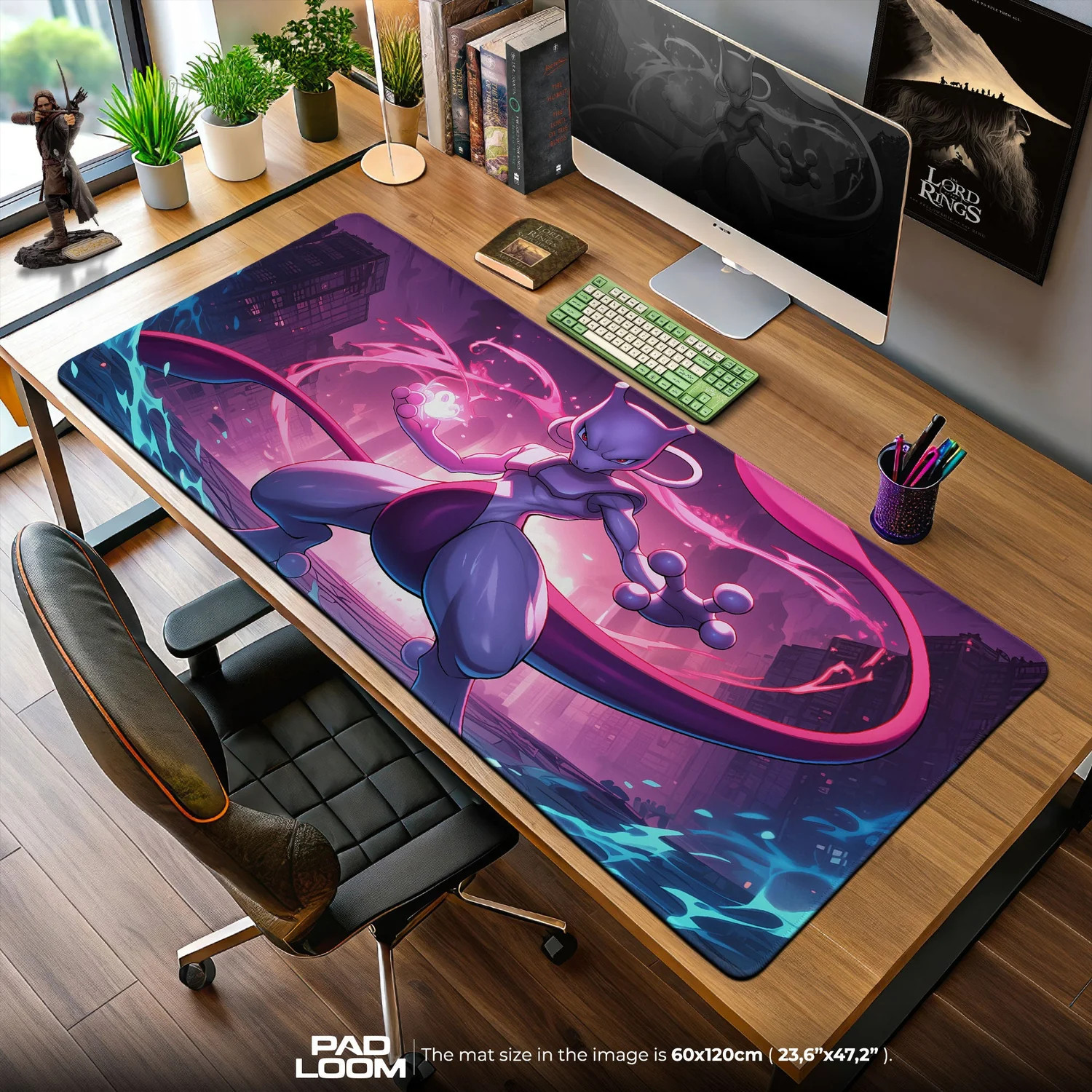 Mewtwo City Pulse Mouse Pad, Pokémon Battle Zone Gaming Desk Mat Accessories