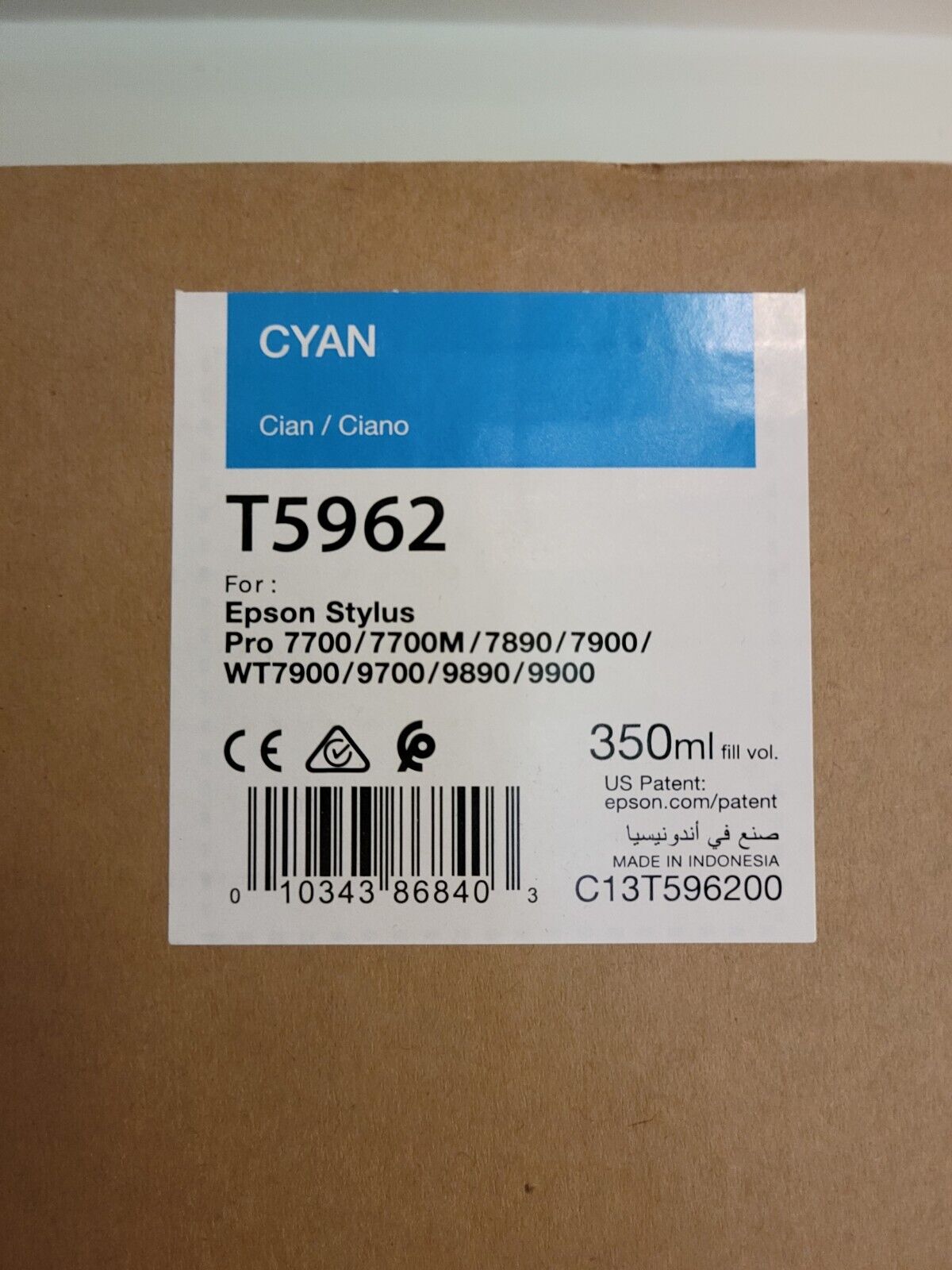 exp 2017 GENUINE EPSON T5962 CYAN 350ML INK STYLUS 7890 7900 9890