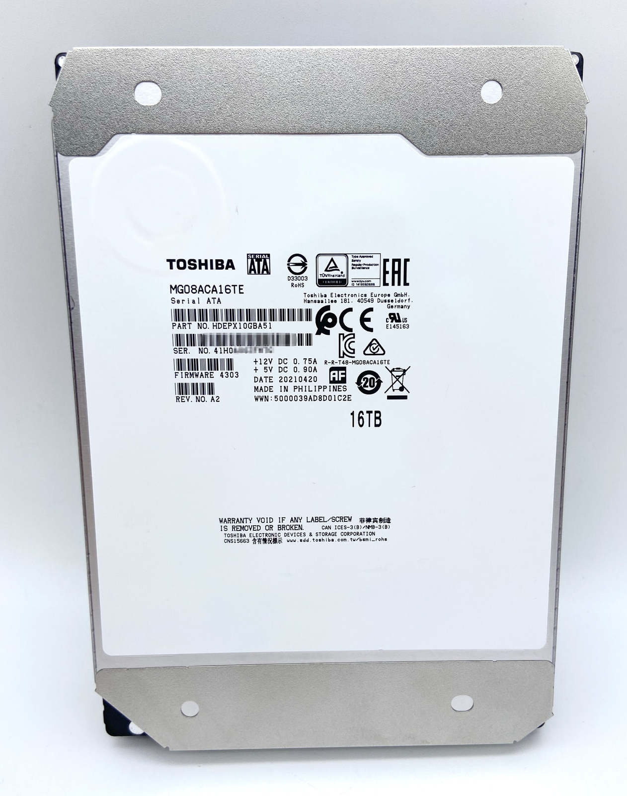 MG08ACA16TE Toshiba 16TB SATA 3.5" 7200RPM 6Gb/s 512MB Internal Hard Drive