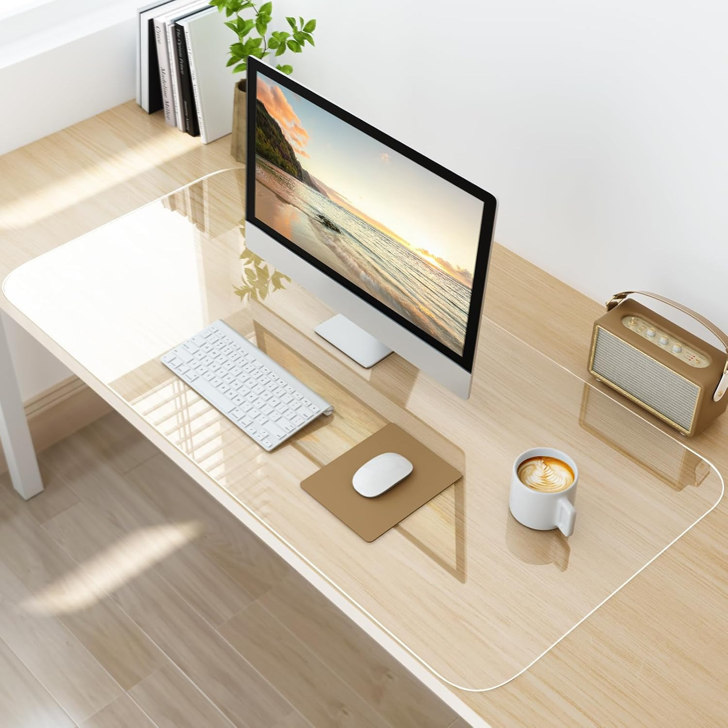 NATRKE Clear Desk Mat Pad, 35.4"X15.7" Large Transparent Computer Desk Mat Plast