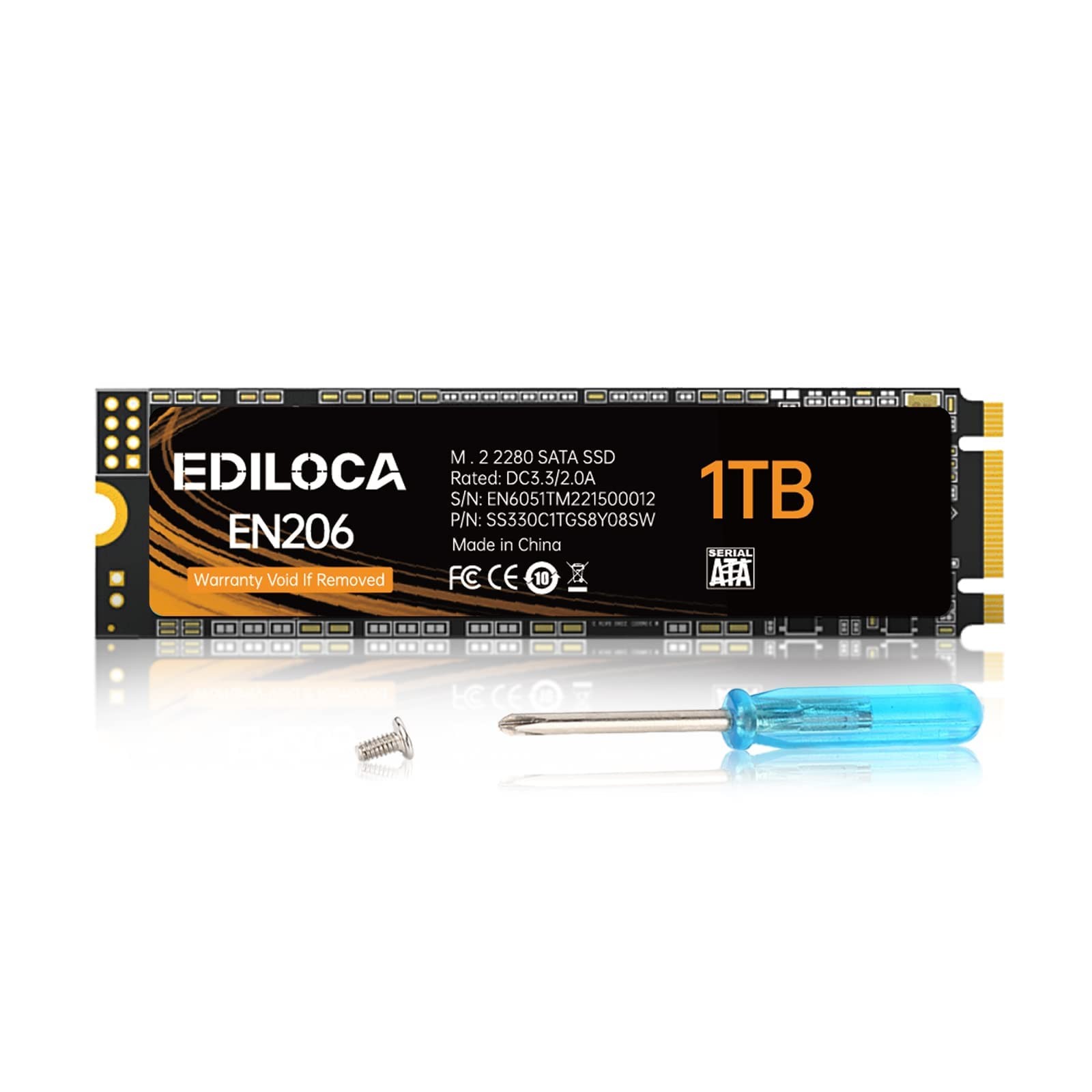Ediloca EN206 1TB M2 2280 SATA III Internal SSD 3D TLC NAND Not NVMe 550MBps
