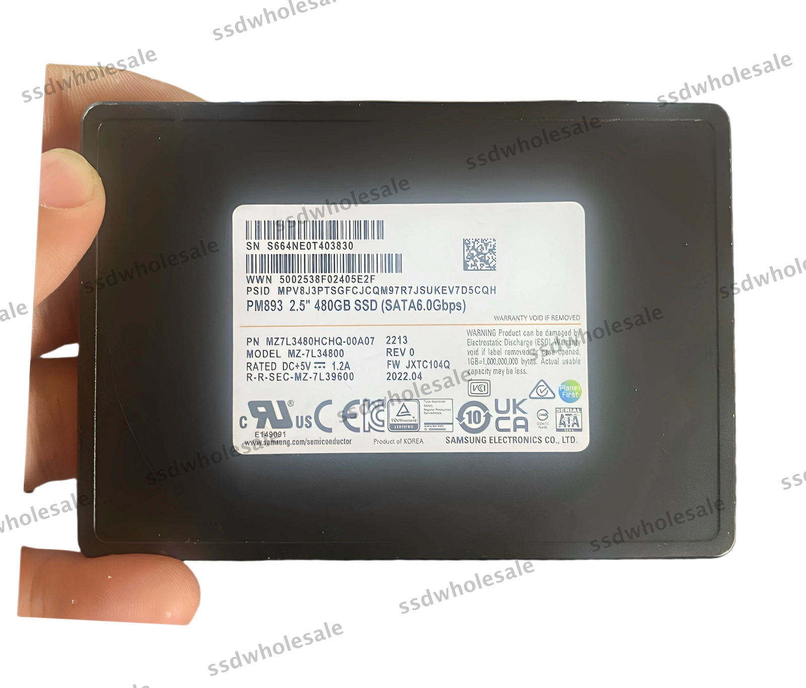New Samsung PM893 480GB SSD SATA 2.5'' MZ7L3480HCHQ-00B7C Korea