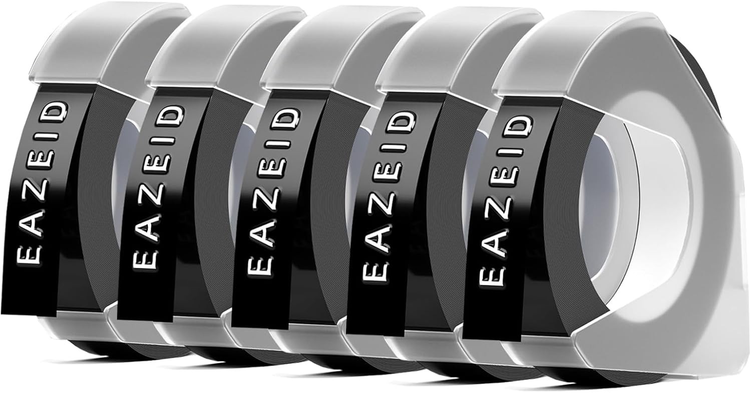 5PK For DYMO Organizer Xpress Label Maker 3D Embossing Tape 520109 Black 3/8"