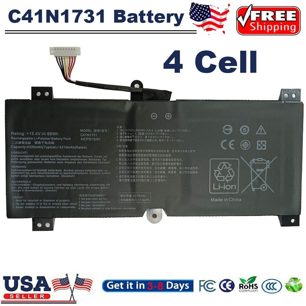C41N1731 Battery for ASUS ROG Strix GL504G GL504GM-DS74 GL504GW-DS74 66Wh 15.4V