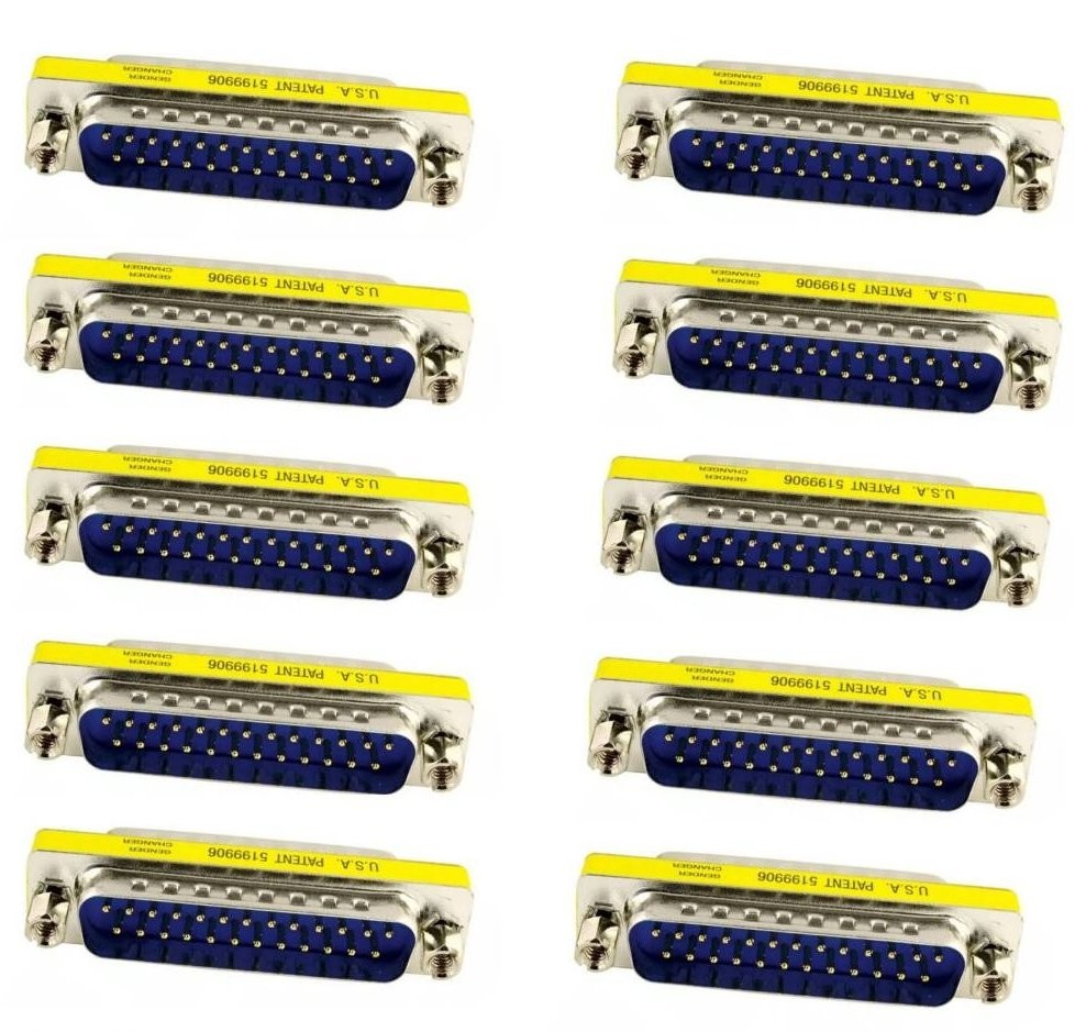 10x PCS 25 Pin D-SUB DB25 Male to Male Mini Gender Changer Coupler Gold Plated