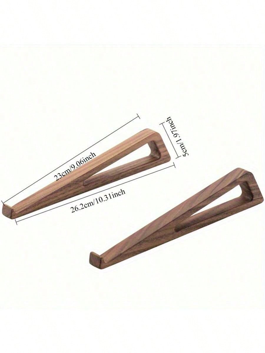 1pc Portable Foldable Wooden Laptop Stand - Ergonomic Angle Adjustment (12°)
