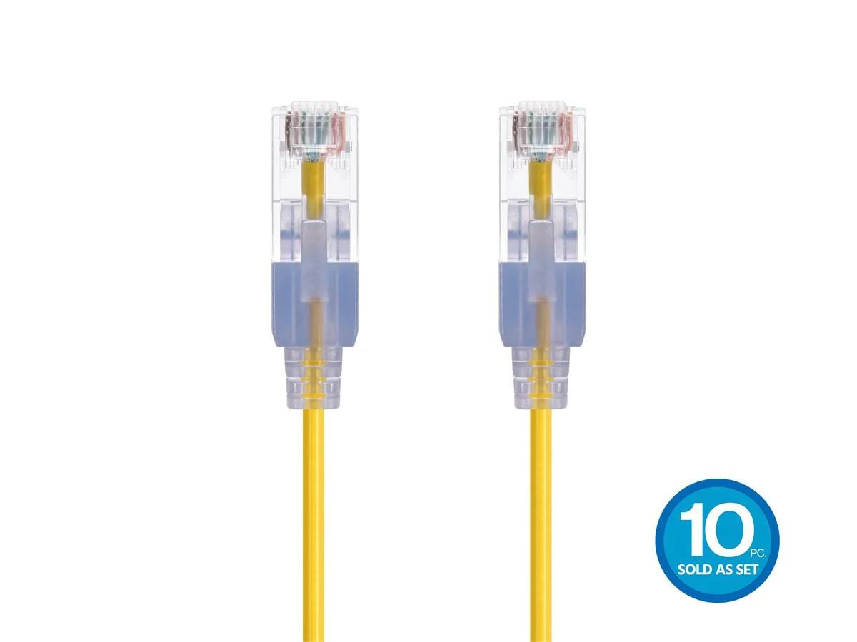 Monoprice Cat6A Ethernet Patch Cable - 1 feet Yellow | Snagless RJ45 550Mhz UTP
