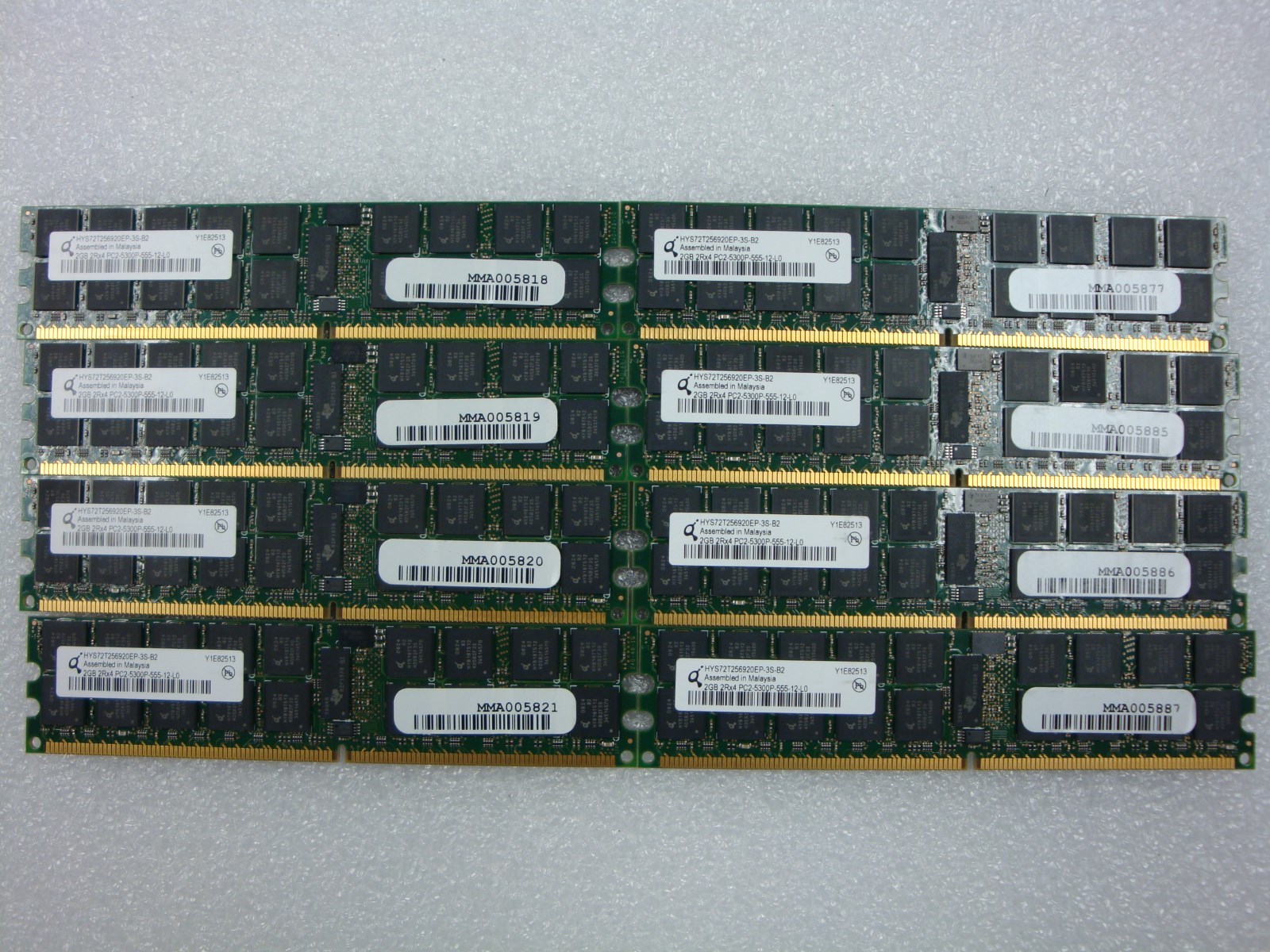 8GB (4x2GB) Qimonda DDR2-667 2Rx4 PC2-5300P Server Memory HYS72T256920EP-3S-B2