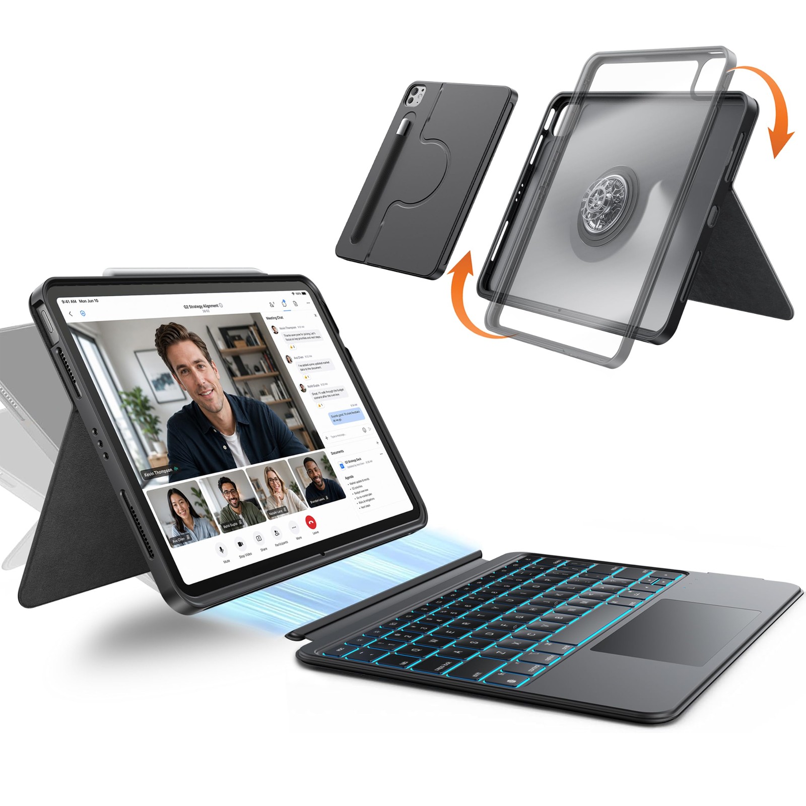360° Rotating Detachable Keyboard Case for iPad Air 13" & Pro 13"/12.9"