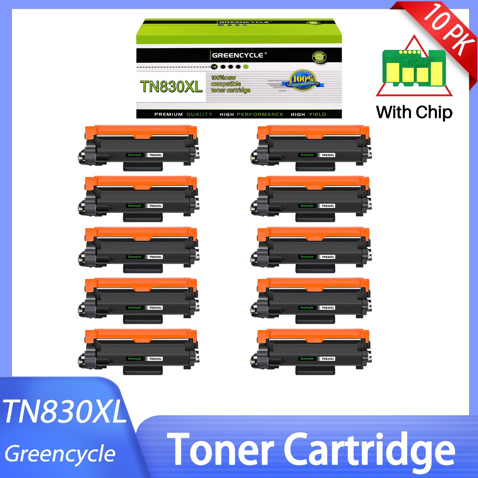 10Pack TN830 XL Toner High Yield for Brother TN-830XL HL-L2480DW DCP-L2640DW