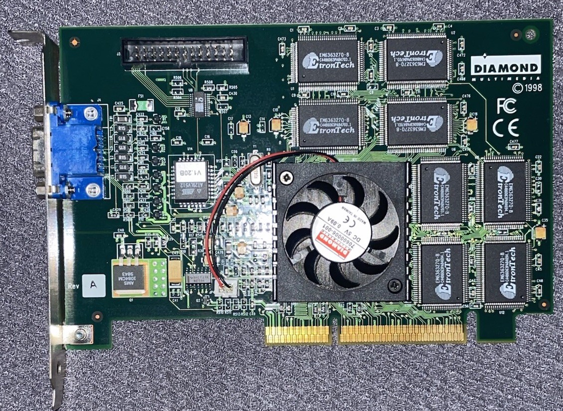 Vintage Diamond Monster Fusion 3dfx Voodoo Banshee 16mb AGP Video Card - Working