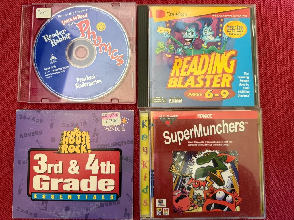 Macintosh Educational CD's: Lot of 4 : Phonics, Reading Blaster, 3rd&4th Grade