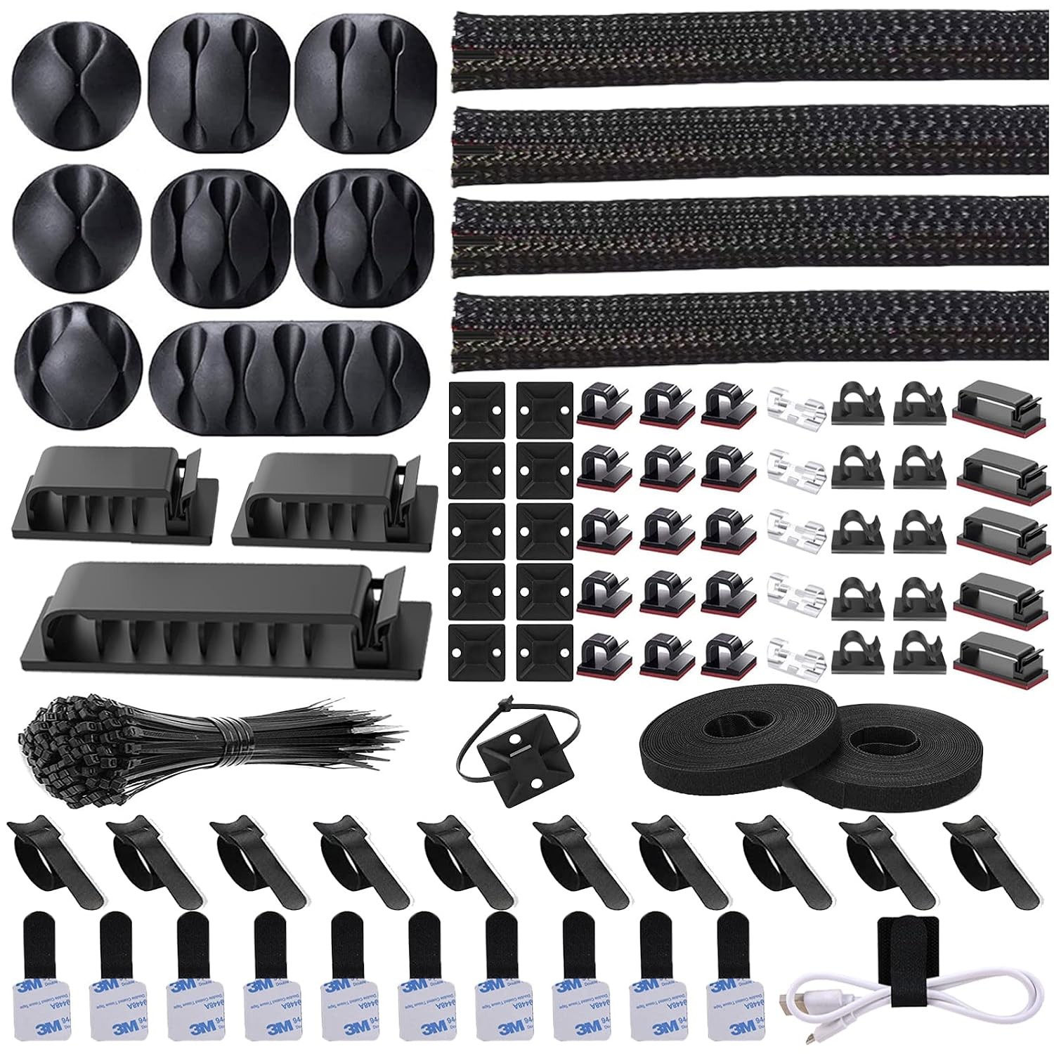 192 PCS Cable Management Kit Wire Cable Organizer Cable Tie System Cable