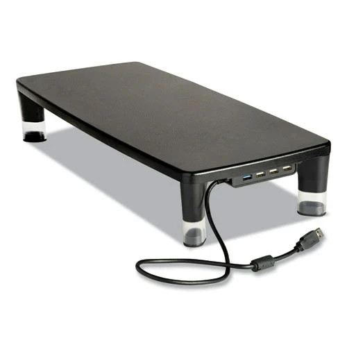 3M Adjustable Monitor Stand, 4-Port USB Hub, 21.6 in x 9.4 in, Black -New In Box