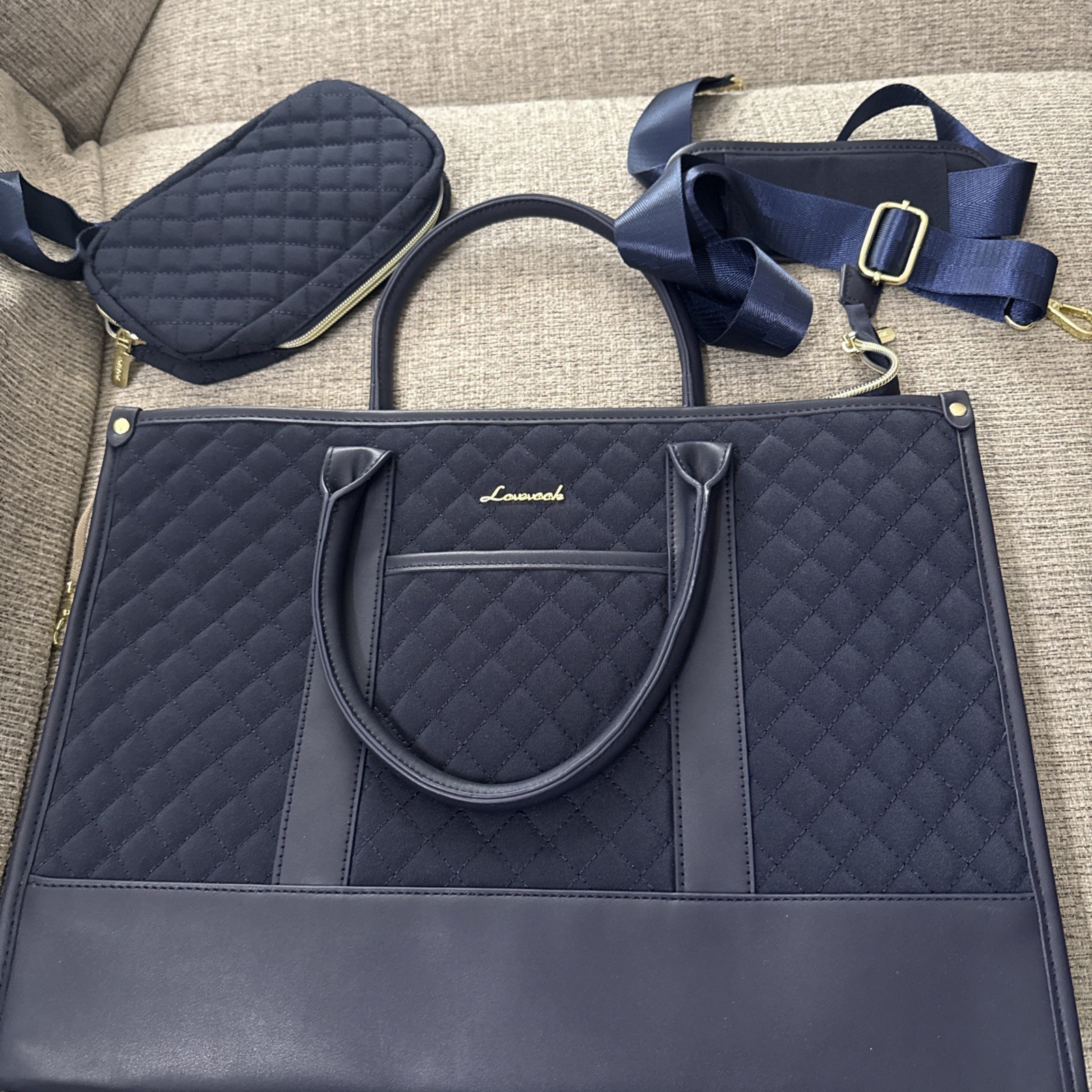 LOVEVOOK Laptop Tote Bag for Women, 16” X 12” BLUE -NEW