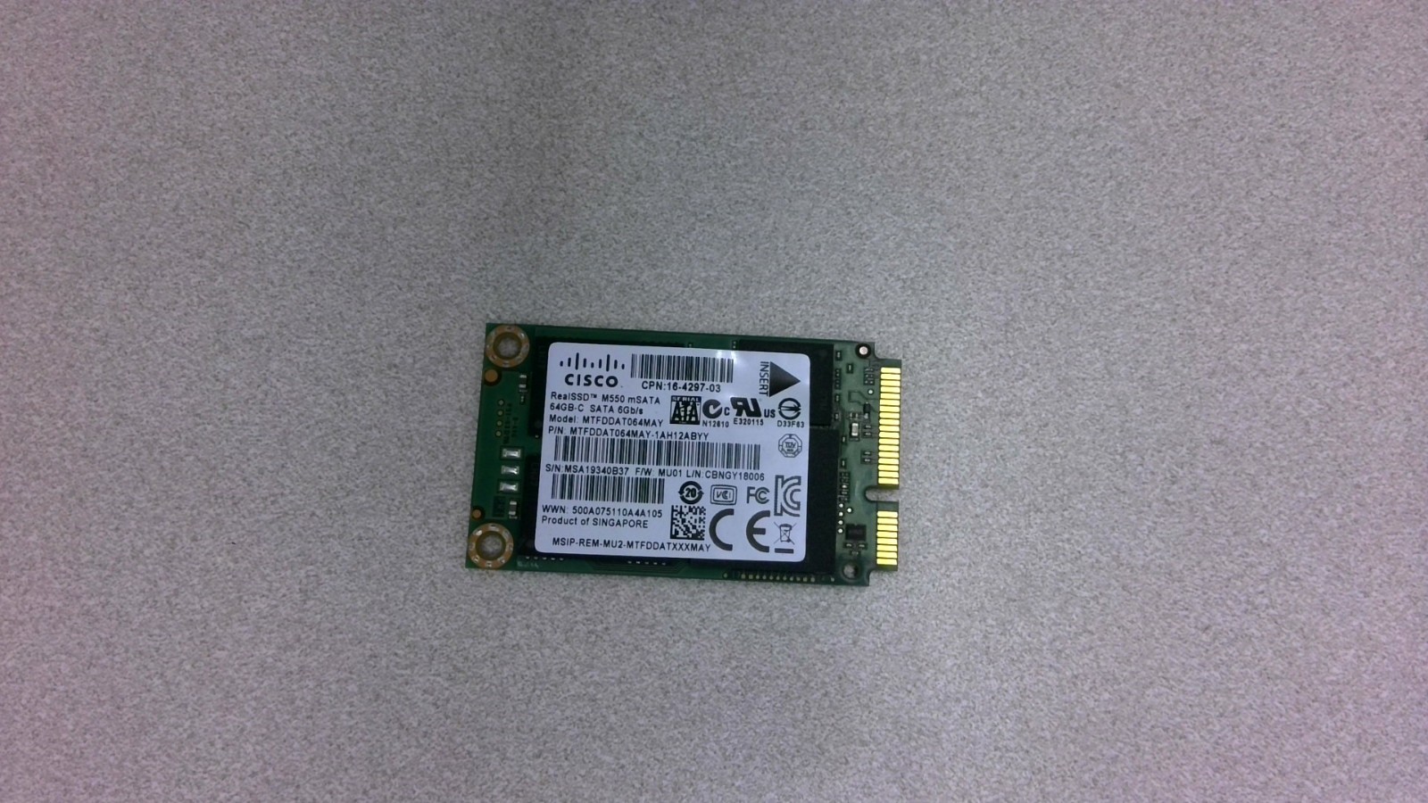 Cisco 16-4297-03 64GB-C SATA 6Gb/s (M550 mSATA)
