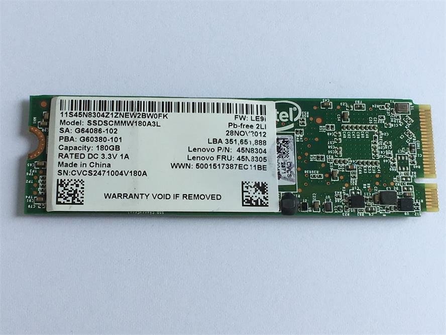 Intel SSDSCMMW180A3L 180GB M.2 SSD for Lenovo Thinkpad X1 Carbon laptop FW:LE9i