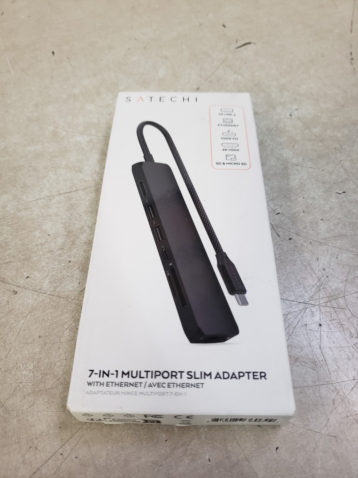 Satechi - 7-in-1 USB-C Slim Multiport Adapter w/ Ethernet, 4K HDMI, 60W USB-C