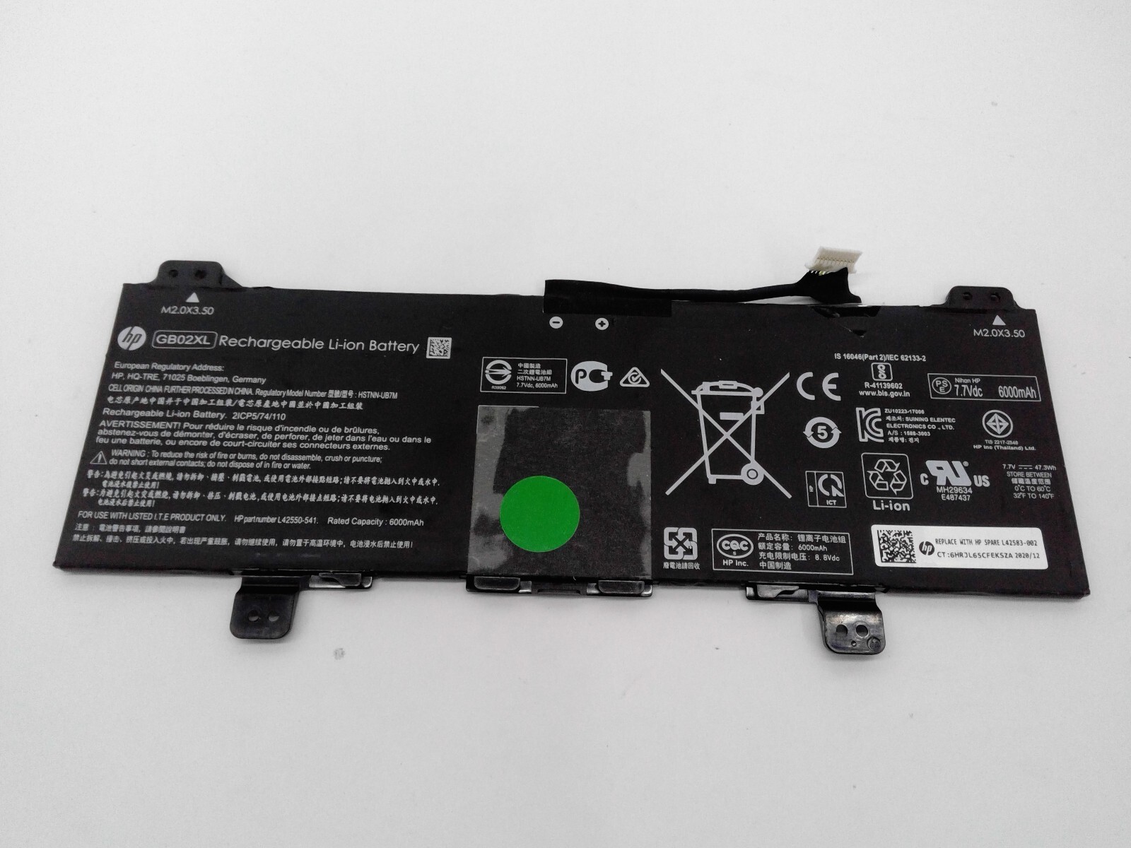 HP Chromebook 14-db0030nr GB02XL Battery L42550-541 7.7V-47.3Wh L42583-002