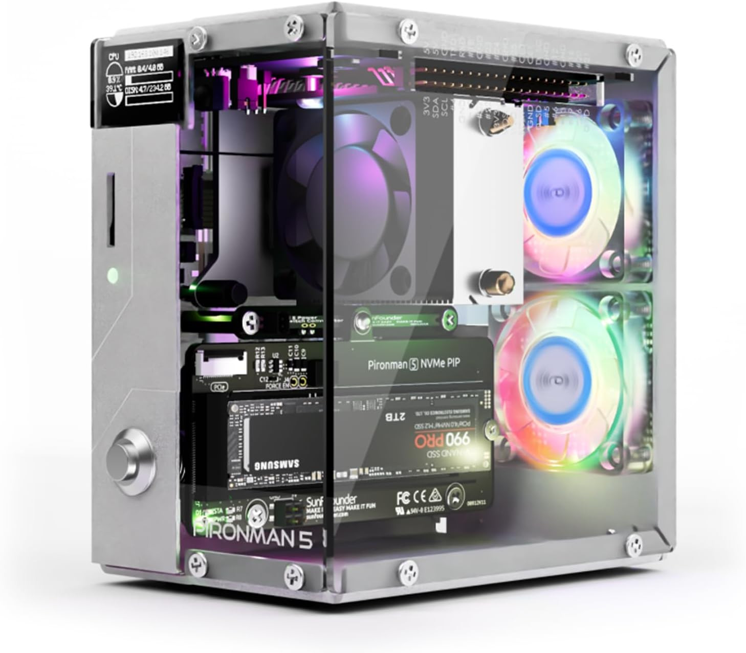 Pironman 5 Nvme M.2 SSD Pcie 2.0/3.0 Mini PC Case for Raspberry Pi 5 Hailo-8L, A