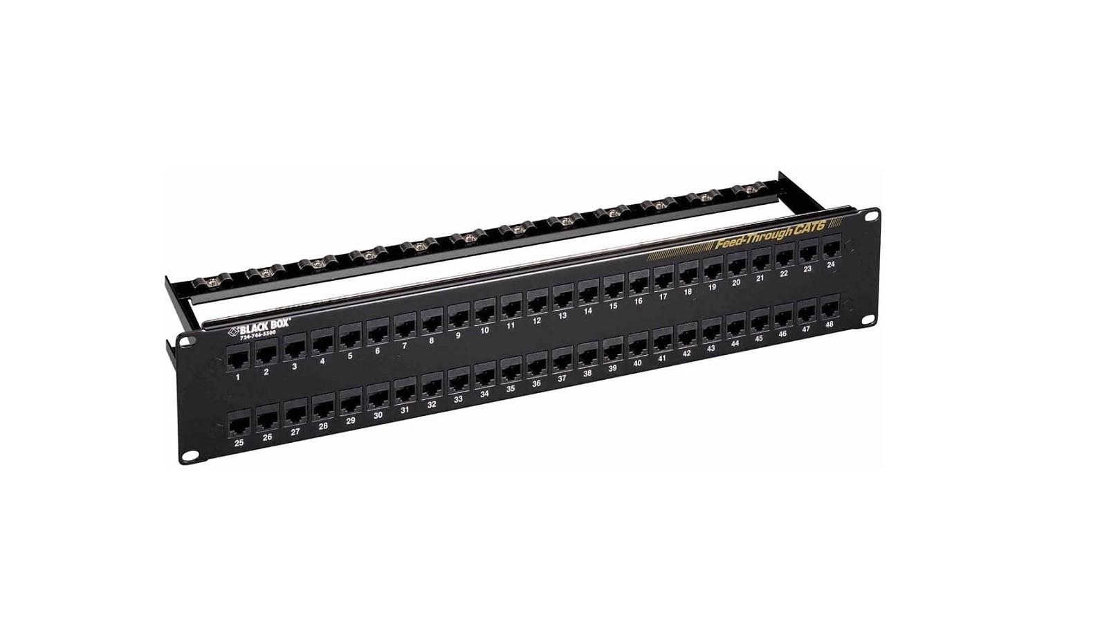 Black Box CAT6 Feed-Through Patch Panel Unshielded 48-Ports JPM820A