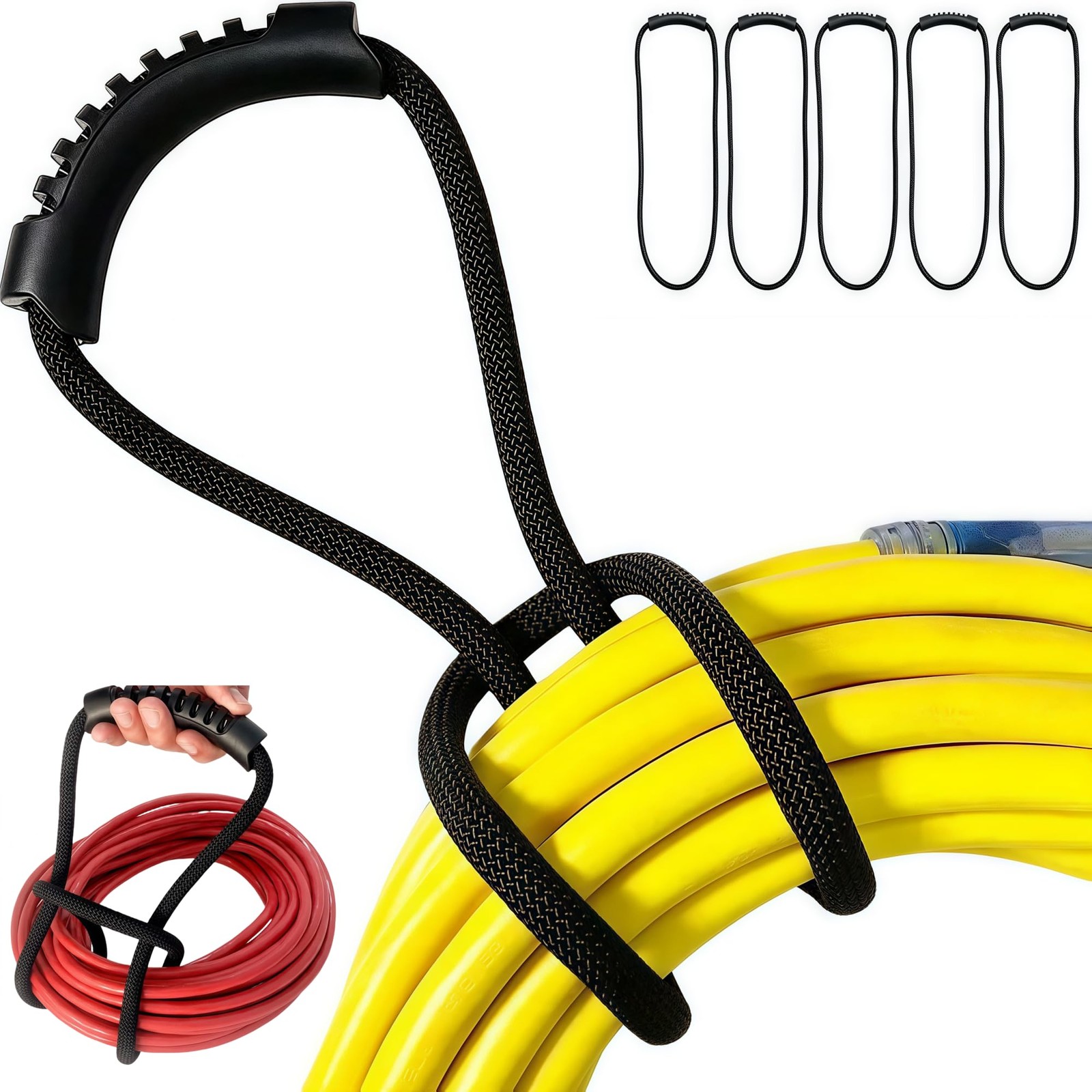 5 Pack 24 Inch Heavy Duty Carrying Strap with Handle, Extension Cord Storage