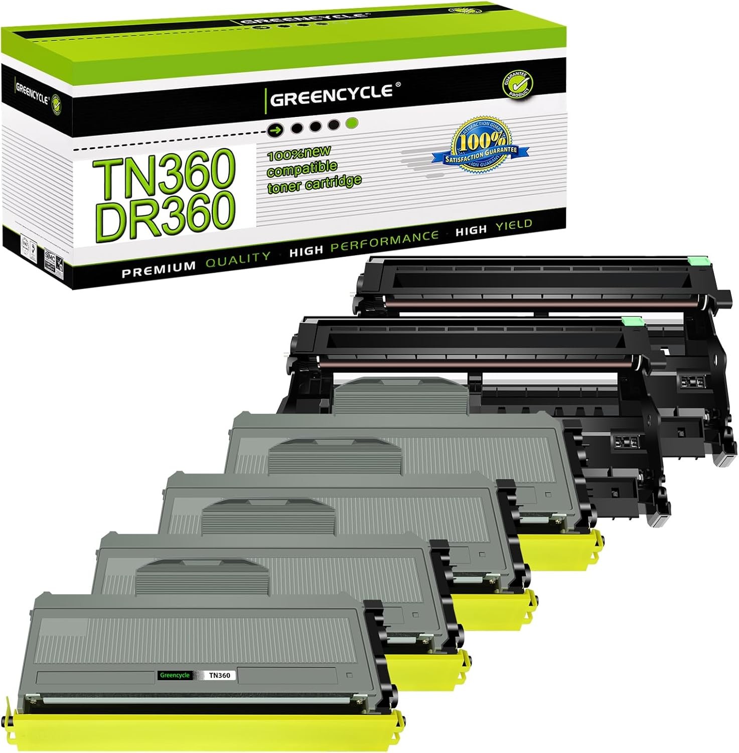 4PK TN360 Toner + 2PK DR360 Drum Fitfor Brother HL-2140 2170W MFC-7340 MFC-7840W