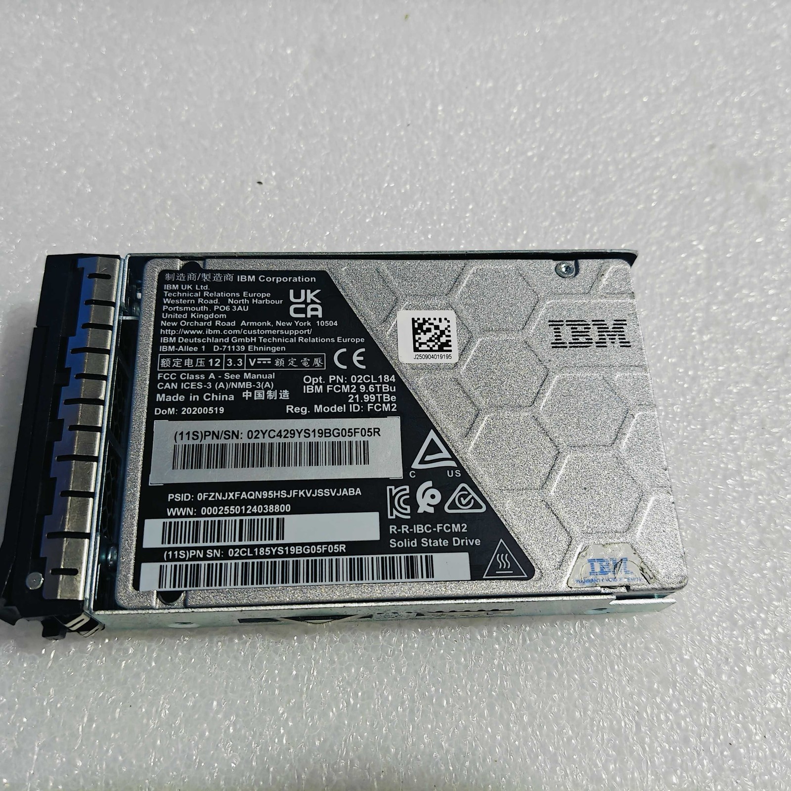 IBM 2076-ADS6 9848-AHS6 2078-AES6 9.6TB NVMe FCM2 Flash Drive 02YC417 03GH470