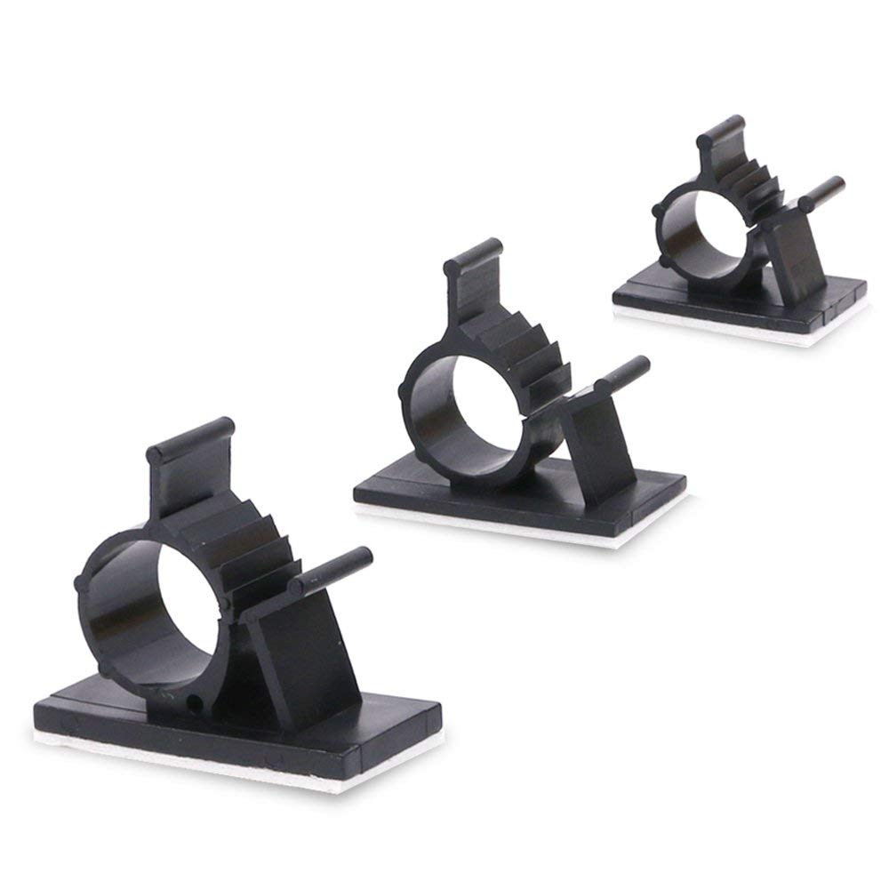 100Pcs 3 Sizes Adjustable Multipurpose Self-Adhesive Cable Clips Wire Clamps