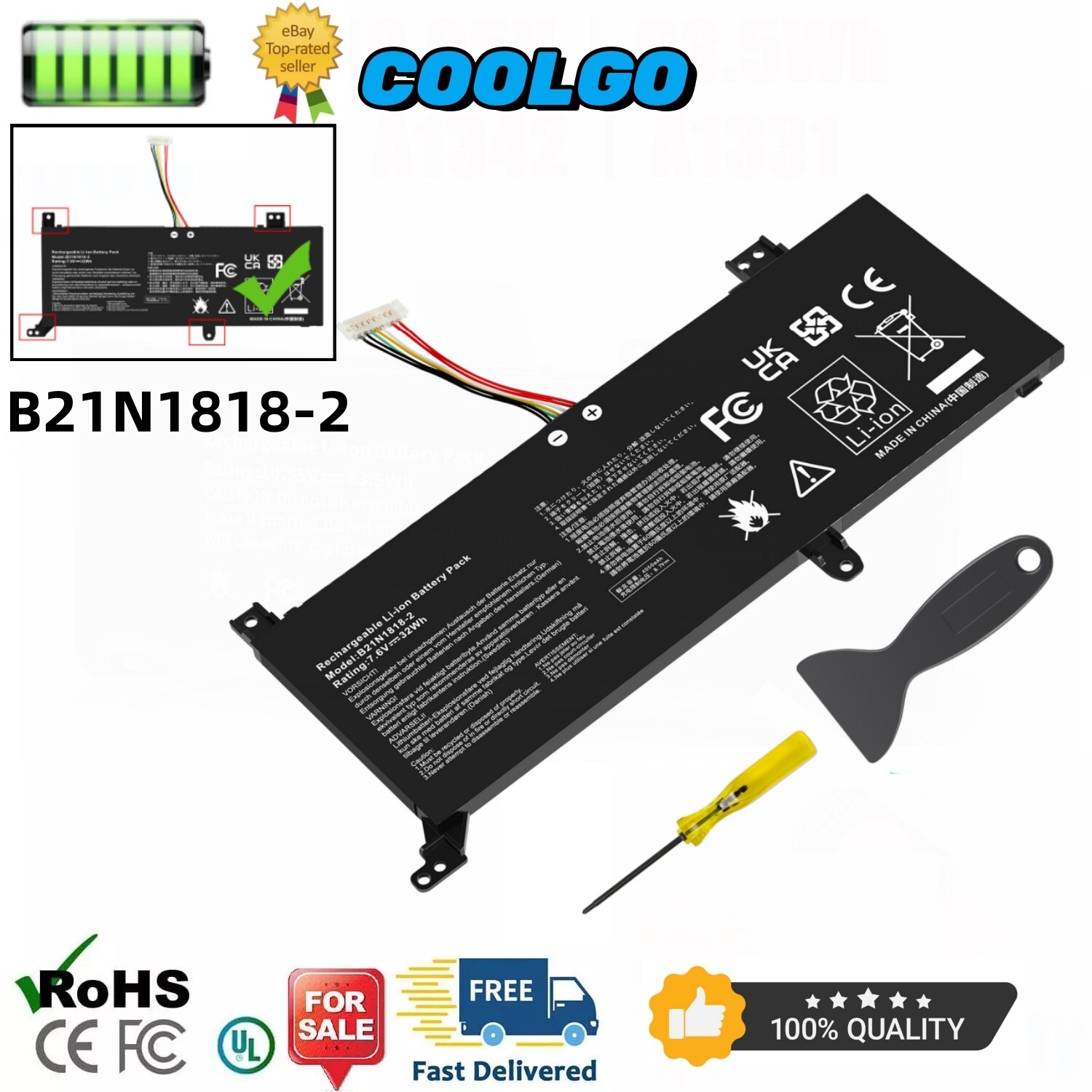 B21N1818-2 C21N1818-2 Battery For Asus VivoBook 14 A412 F412 S412 X412DA X412FA
