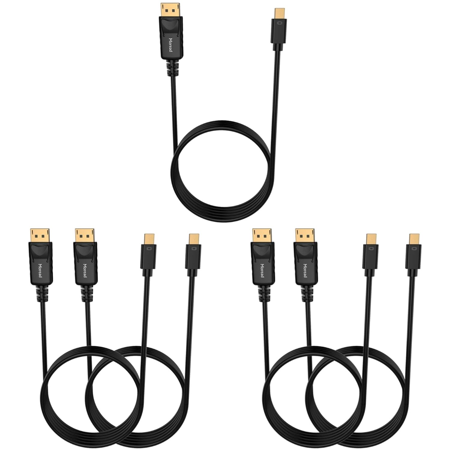 5-Pack Gold-Plated Mini Display to DisplayPort Cables - 6ft